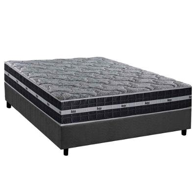 Cama Box Casal: Colchão Molas Masterpocket Ensacadas Black Graphite + Base Crc Suede Gray (138x188)