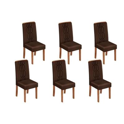 Kit 6 Cadeiras Sala Jantar Zoe 6 Un Cedro Suede Moca