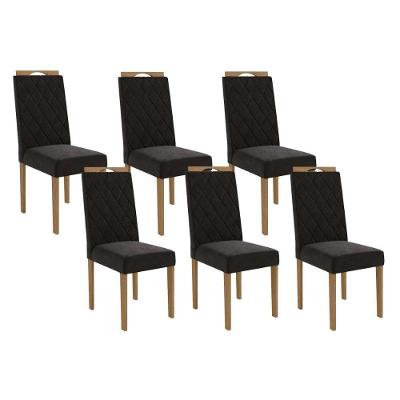 Kit 6 Cadeiras Sala Jantar 2cad152ea 6 Un Eucalipto Suede Preto A038