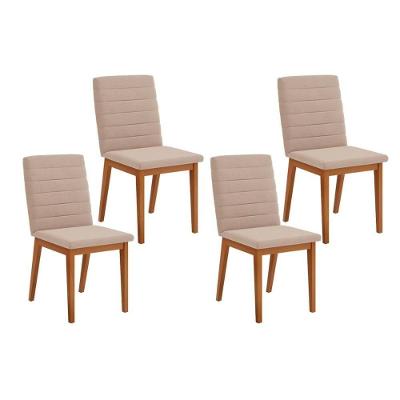 Kit 4 Cadeiras Sala Jantar Sofia 4 Un Ipe Suede Creme