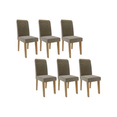 Kit 6 Cadeiras Sala Jantar Taís 6 Un Nature Suede Joli Chocolate Cimol