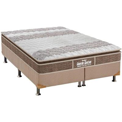 Cama Box King: Colchão Ortopédico Probel D33 Anatômico Guarda Costas Próintense Plus + Base Crc Suede Clean (193x203)