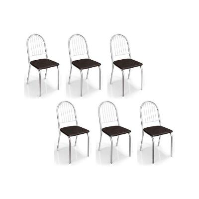 Kit 6 Cadeiras Sala Jantar Noruega C077 6 Un Cromada Preto 110