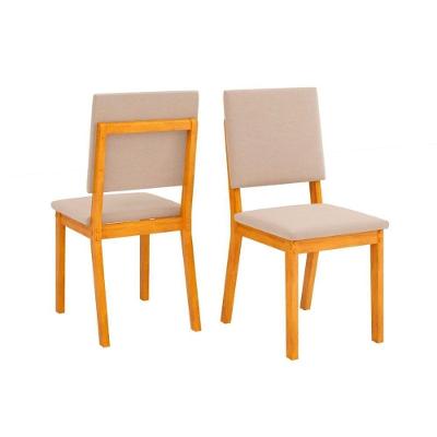 Kit 2 Cadeiras Sala Jantar Talia Cedro Suede Creme