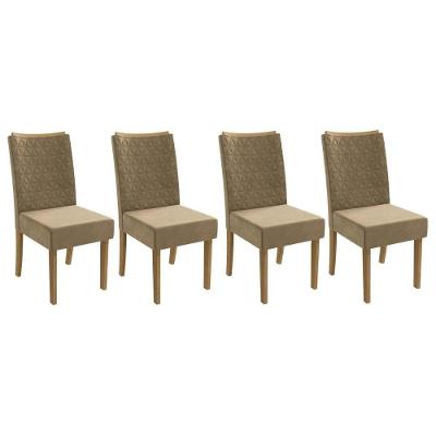 Kit 4 Cadeiras Sala Jantar 2cad129fr 4 Un Freijo Suede Bege A036