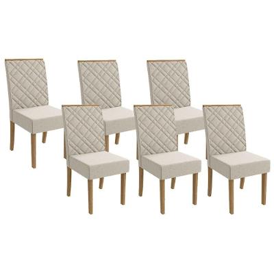 Kit 6 Cadeiras Sala Jantar 2cad149fr 6 Un Freijó Linho Caqui A040