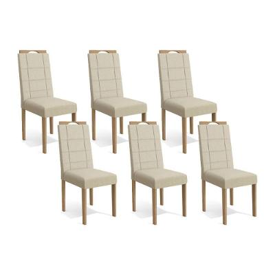 Kit 6 Cadeiras Sala Jantar 2cad150ea 6 Un Eucalipto Suede Bege A036