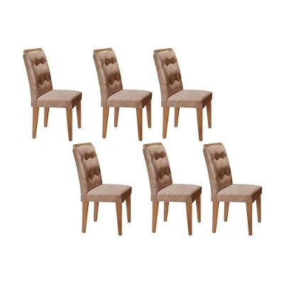 Kit 6 Cadeiras Sala Jantar Imperatriz 6 Un Casal Suede Capuccino Rufato