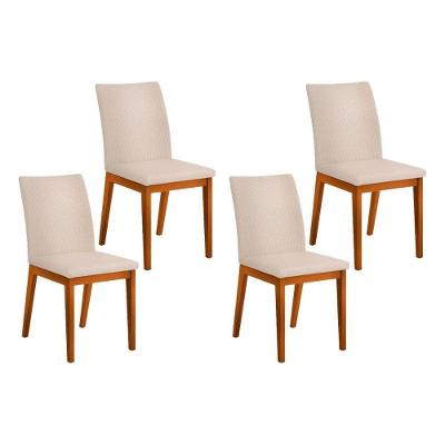 Kit 4 Cadeiras Sala Jantar Vitória 4 Un Ipe Linho Neve