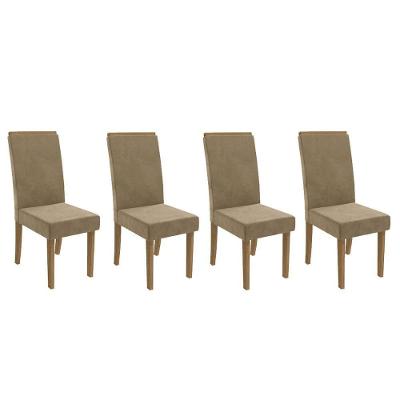 Kit 4 Cadeiras Sala Jantar 2cad142fr 4 Un Freijo Suede Bege A036