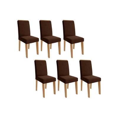 Kit 6 Cadeiras Sala Jantar Taís 6 Un Nature Suede Joli Chocolate Cimol