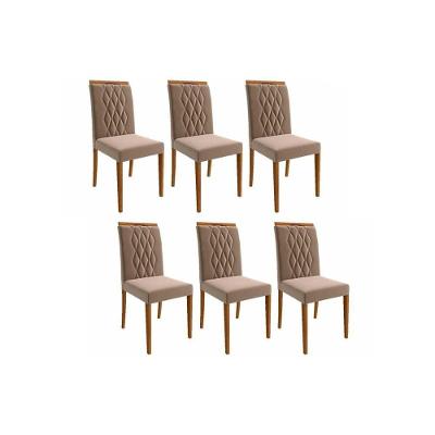 Kit 6 Cadeiras Sala Jantar Juliana 6 Un Madeirado Suede Joli Capuccino Cimol
