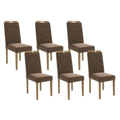 Kit 6 Cadeiras Sala Jantar 2cad152ea 6 Un Eucalipto Suede Marrom A033