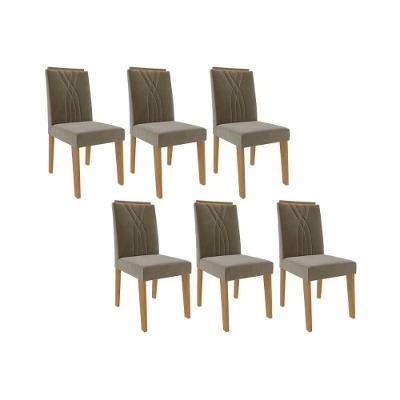 Kit 6 Cadeiras Sala Jantar Nicole 6 Un Nature Suede Joli Chocolate Cimol