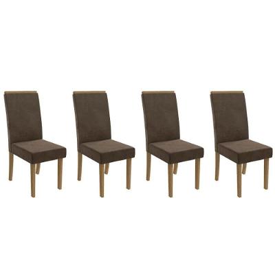 Kit 4 Cadeiras Sala Jantar 2cad142fr 4 Un Freijo Suede Marrom A033
