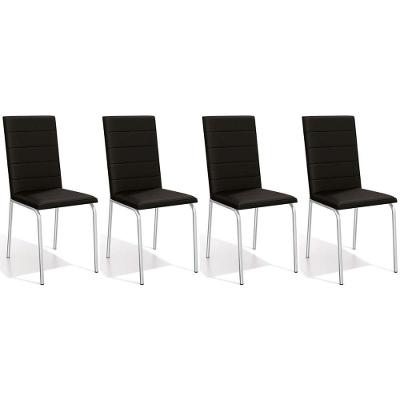 Kit 4 Cadeiras Sala Jantar Amsterdã C091 4 Un Cromada Preto 110