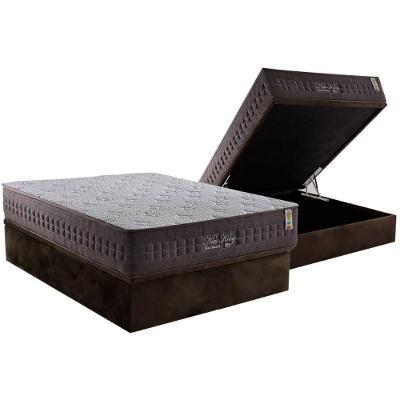 Cama Box Baú Casal: Colchão Molas Masterpocket Ensacadas New King Brown + Base Crc Suede Brown (138x188)