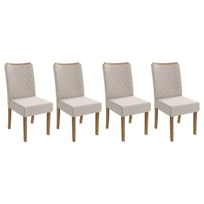 Kit 4 Cadeiras Sala Jantar 2cad129fr 4 Un Freijo Linho Bege Claro A058
