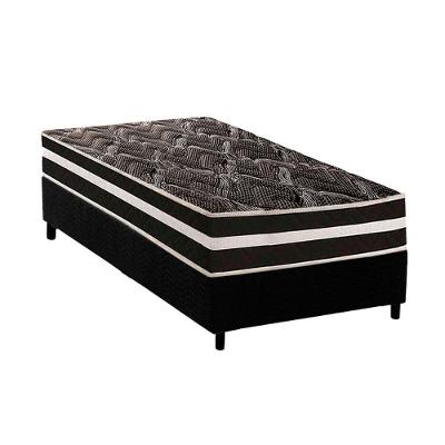 Conjunto Box Solteiro: Colchão Espuma Paropas D28 - Master Ag80 Black Double Face 25 + Base Crc Suede Black (88x188)