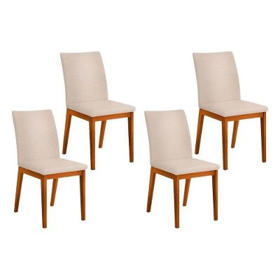 Kit 4 Cadeiras Sala Jantar Vitória 4 Un Ipe Suede Creme