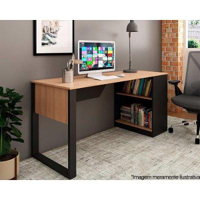 Mesa Notebook Escritório Me4182 160cm Amêndoa Preto Tecno Mobili