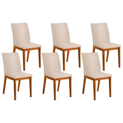 Kit 6 Cadeiras Sala Jantar Vitória 6 Un Ipe Suede Creme