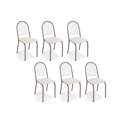 Kit 6 Cadeiras Sala Jantar Noruega C077 6 Un Niquel Branco 106