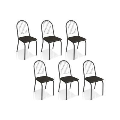 Kit 6 Cadeiras Sala Jantar Noruega C077 6 Un Preto Fosco Courano Preto 110