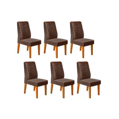 Kit 6 Cadeiras Sala Jantar Ondina 6 Un Freijó Suede Moca