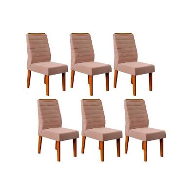 Kit 6 Cadeiras Sala Jantar Ondina 6 Un Freijó Suede Kraft
