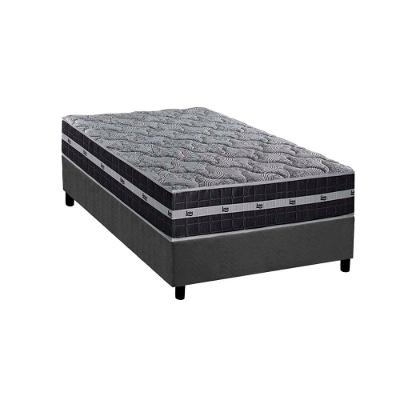 Cama Box Solteiro: Colchão Molas Masterpocket Ensacadas Black Graphite + Base Crc Suede Gray (88x188)