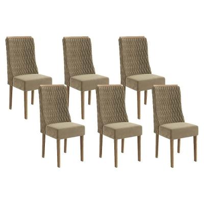 Kit 6 Cadeiras Sala Jantar 2cad158ng 6 Un Nogueira Suede Bege A036