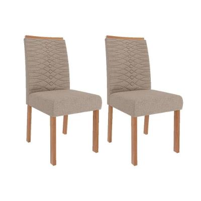 Kit 2 Cadeiras Sala Jantar Clarice Wood 2 Un Madeirado Linho Bege Cimol