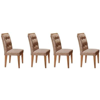 Kit 4 Cadeiras Sala Jantar Imperatriz 4 Un Casal Suede Capuccino Rufato