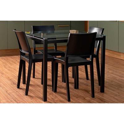Conjunto Mesa De Cozinha Reno Com Tampo De Vidro 90x90cm E 4 Cadeiras Hydra Plus Preto Kappesberg