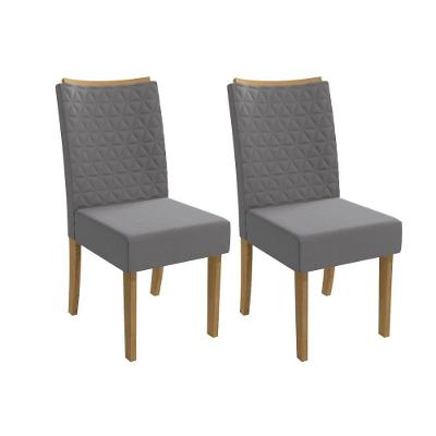 Kit 2 Cadeiras Sala Jantar 2cad129 2 Un Canela Suede Cinza
