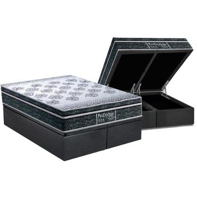 Cama Box Baú King: Colchão Molas Masterpocket Ensacadas Probel Prodormir Springs Black + Base Crc Suede Gray (193x203)