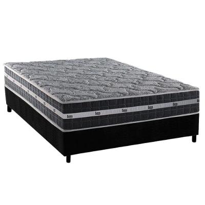 Cama Box Casal: Colchão Molas Masterpocket Ensacadas Black Graphite + Base Crc Suede Gray (138x188)