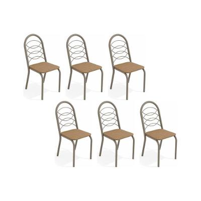 Kit 6 Cadeiras Sala Jantar Holanda C009 6 Un Niquel Courano Capuccino