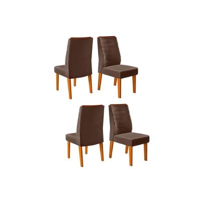 Kit 4 Cadeiras Sala Jantar Ondina 4 Un Freijó Suede Moca