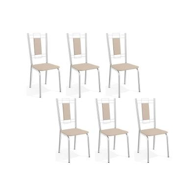 Kit 6 Cadeiras Sala Jantar Florença C005 6 Un Cromada Nude 16