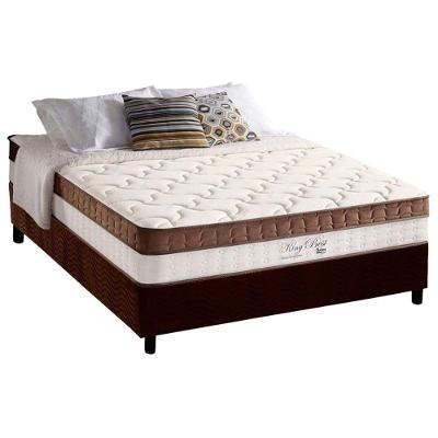 Cama Box Casal: Colchão Molas Masterpocket Ensacadas King Best Brown + Base Crc Suede Brown (138x188)