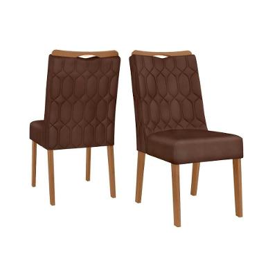Kit 2 Cadeiras Sala Jantar Bia Cedro Suede Moca Marrom