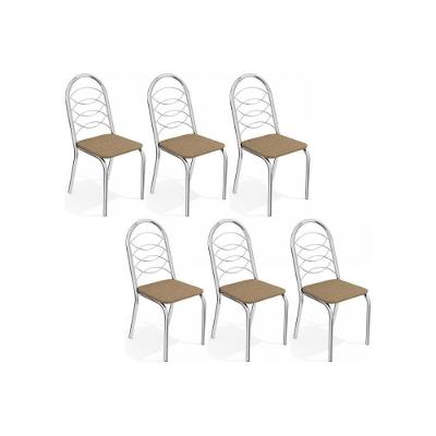 Kit 6 Cadeiras Sala Jantar Holanda C009 6 Un Cromada Capuccino