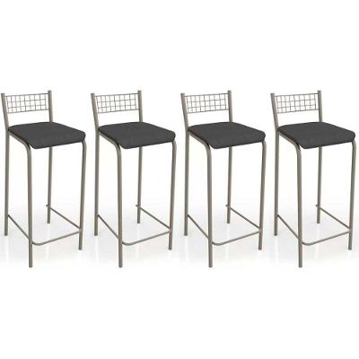 Kit 4 Banquetas Sala Jantar Gênova B705 4 Un Niquel Preto