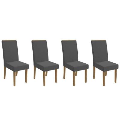 Kit 4 Cadeiras Sala Jantar 2cad142fr 4 Un Freijó Suede Deluxe Grafite