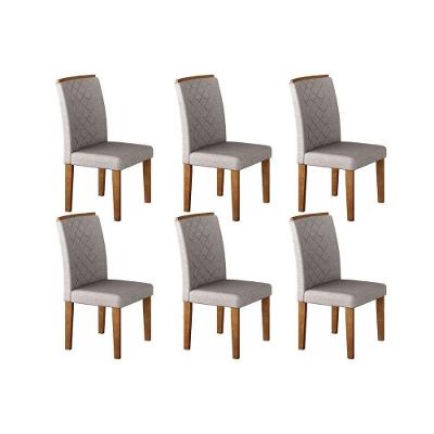 Kit 6 Cadeiras Sala Jantar Jade 6 Un Capuccino Linho Bege Turim Rufato
