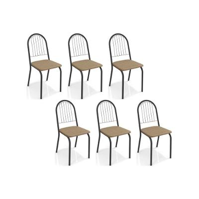 Kit 6 Cadeiras Sala Jantar Noruega C077 6 Un Preto Fosco Capuccino