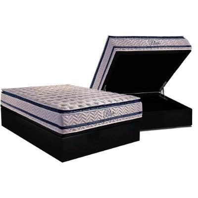 Conjunto Box Baú Casal: Colchão Molas Paropas Ensacadas Blue + Base Crc Black (138x188)