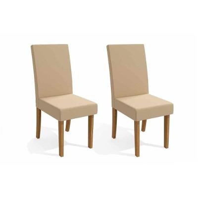 Kit 2 Cadeiras Sala Jantar 2cad131 2 Un Freijo Linho Bege Canela Linho Bege